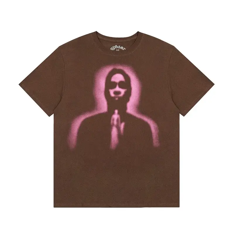 GODA Brown T - Shirt with Pink Figure Print