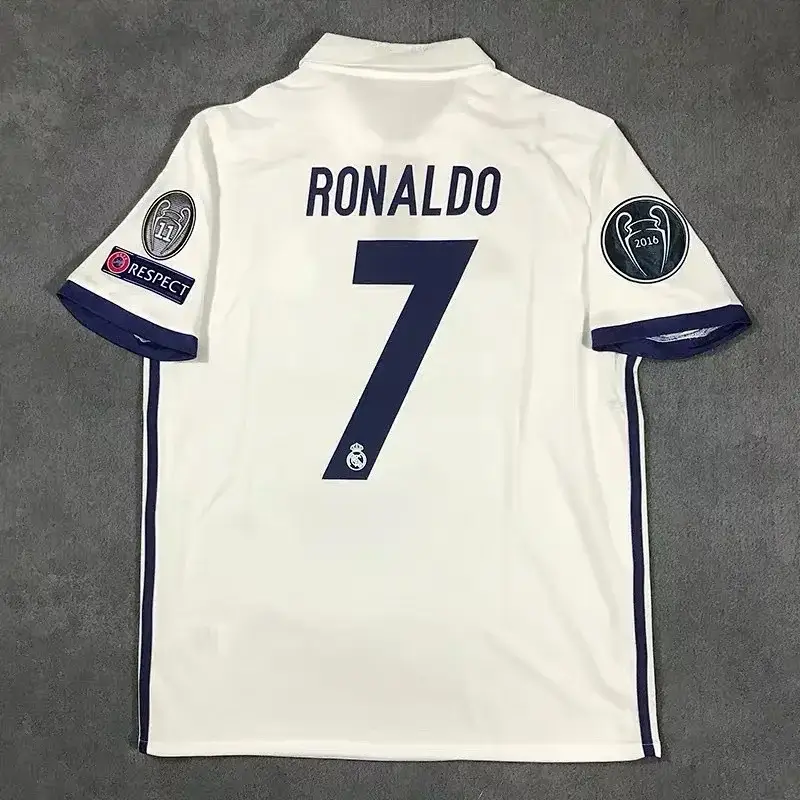 Real Madrid RONALDO #7 Jersey with 2016 UEFA & RESPECT Patches