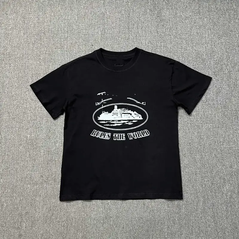 ShipRule Black T - Shirt with Ship Graphic & "RULES THE WORLD"