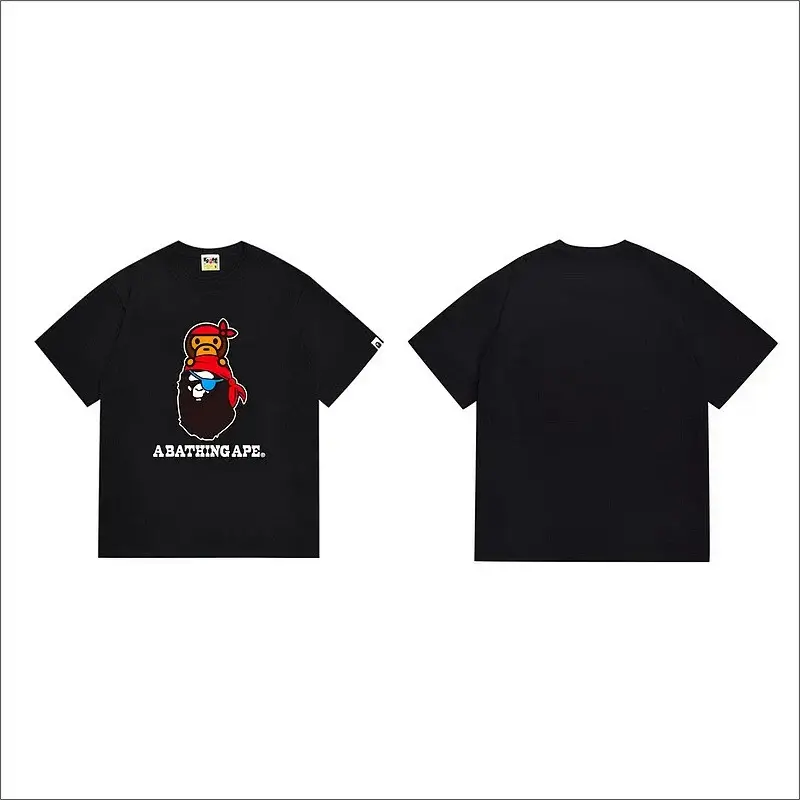 A BATHING APE Black Pirate Ape Graphic T - Shirt