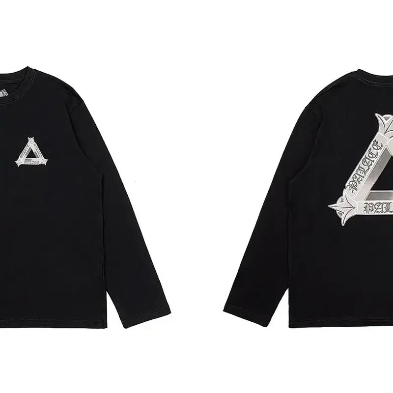PALACE Black Long-Sleeve Triangle Logo Tee