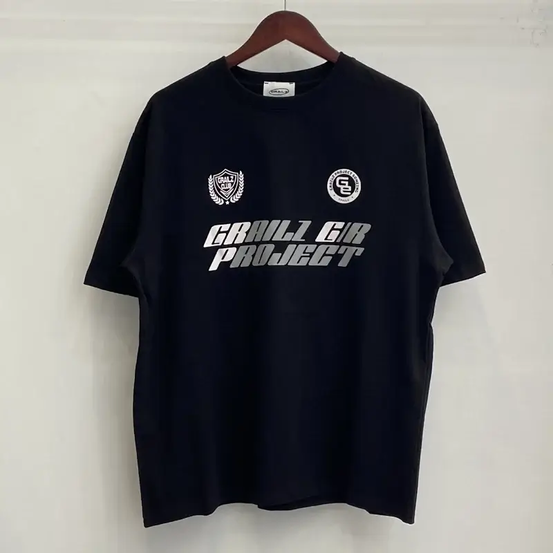 GRAILZ Black T - Shirt with "GRAILZ GIR PROJECT" Print & Badge Logos