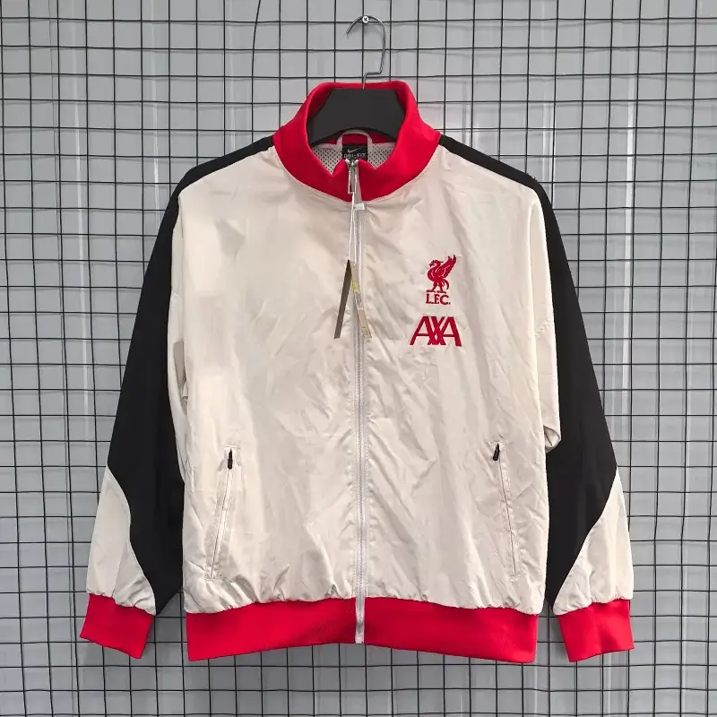 Corteiz White & Black Zip - Up Jacket with Red Accents (LFC Crest & AXA Logo)