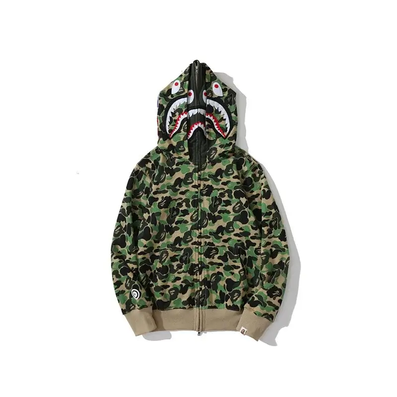 BAPE Green Camouflage Shark Hood Full - Zip Hoodie