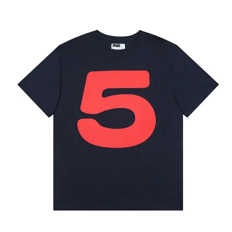 Studi Navy Blue T - Shirt with Large Red Number 5