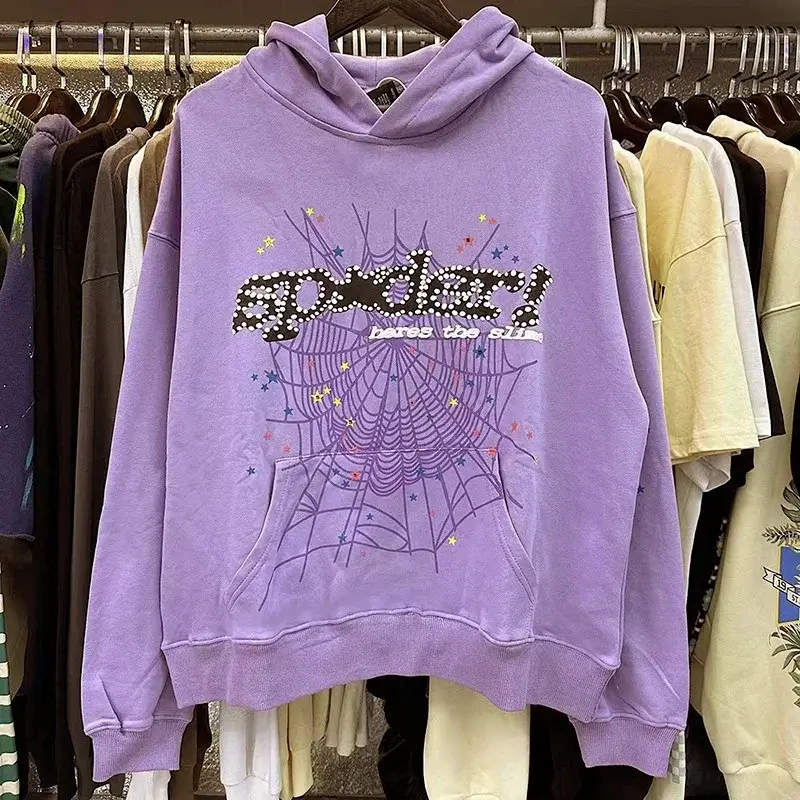 Spider Purple Hoodie with Spider Web Print & Star Details
