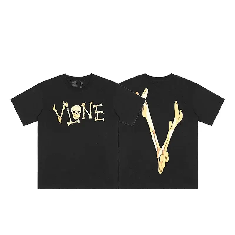 VLONE Black T - Shirt with Skull & Bone "VLONE" Front & Bone "V" Back Print