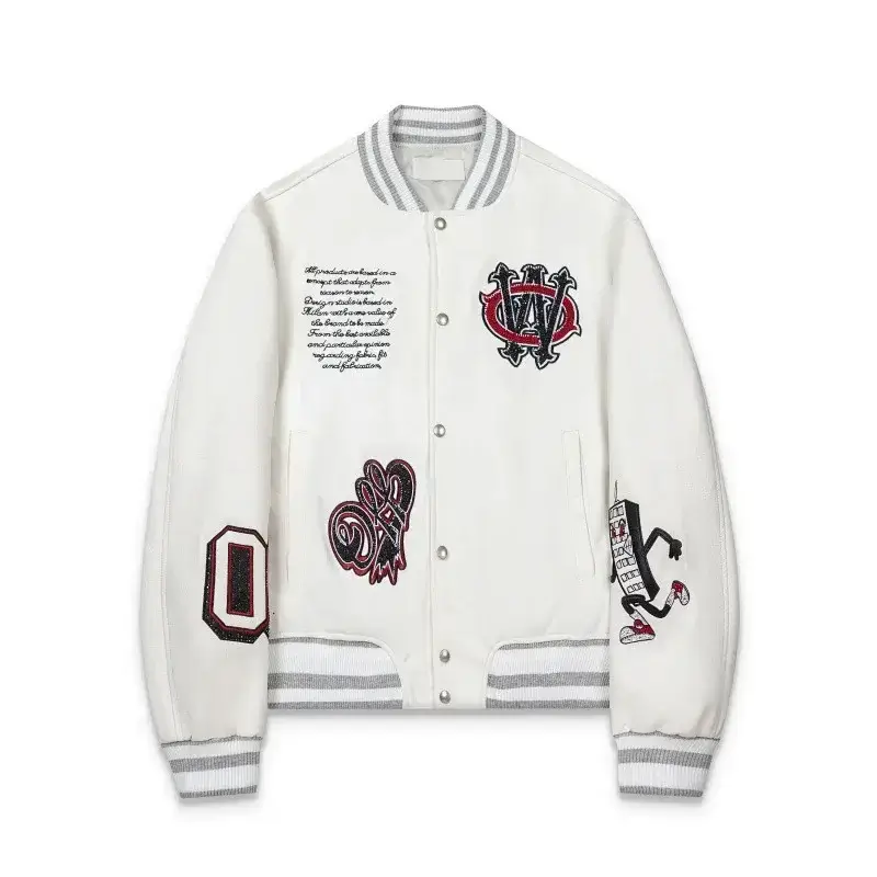 Off-White Embroidered Patch Baseball Jacket