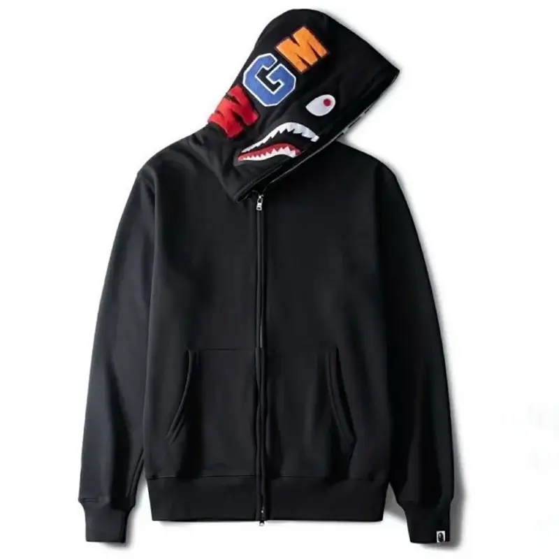 BAPE Black WGM Shark Mouth Hooded Zip - Up Sweatshirt