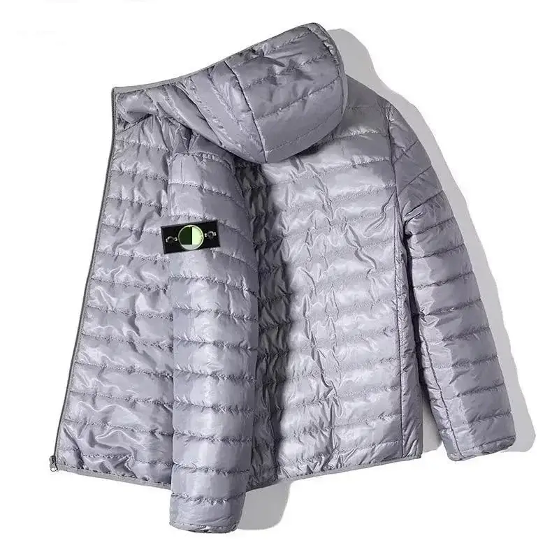 Stone Island Gray Hooded Lightweight Down Jacket