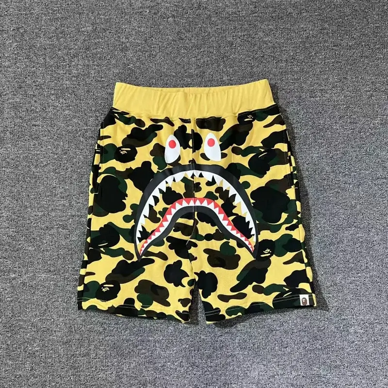 BAPE Yellow Camo Shark Mouth Elastic Waist Shorts