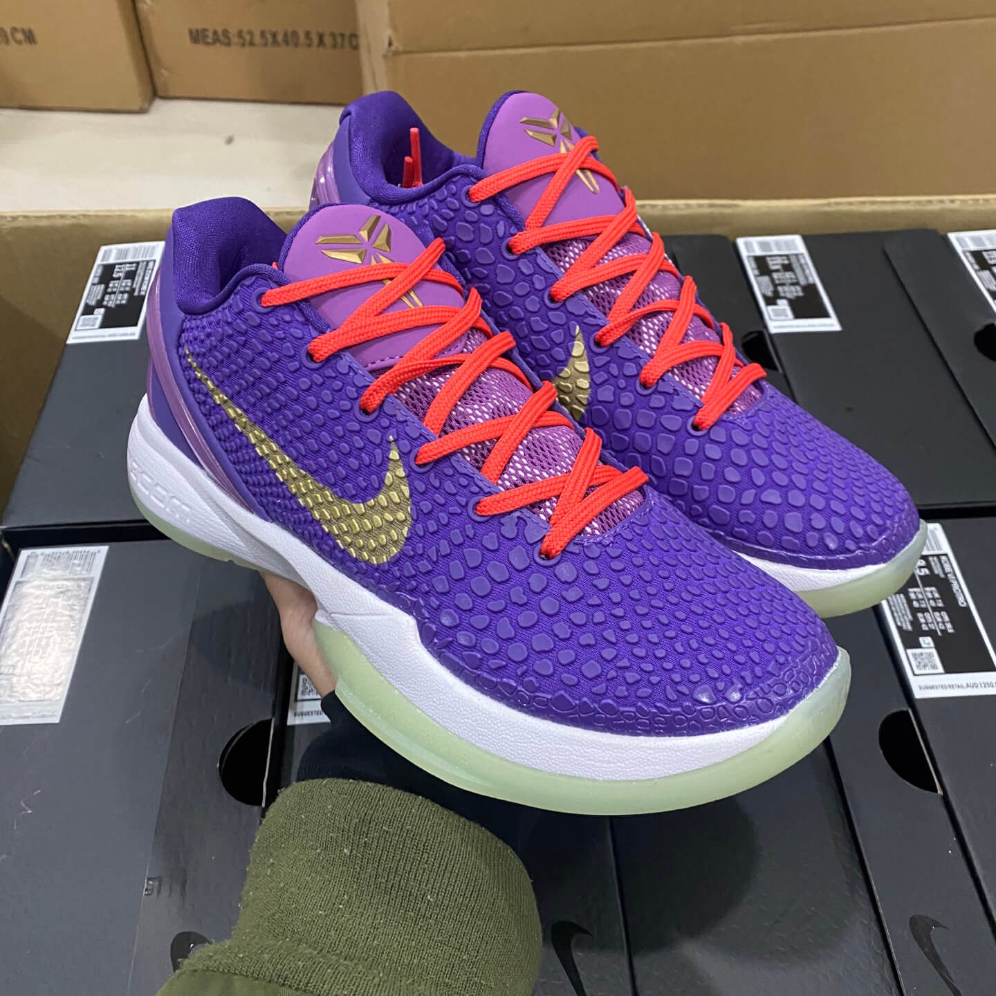 Nike Kobe Purple Shoes Orange Laces Gold Accents