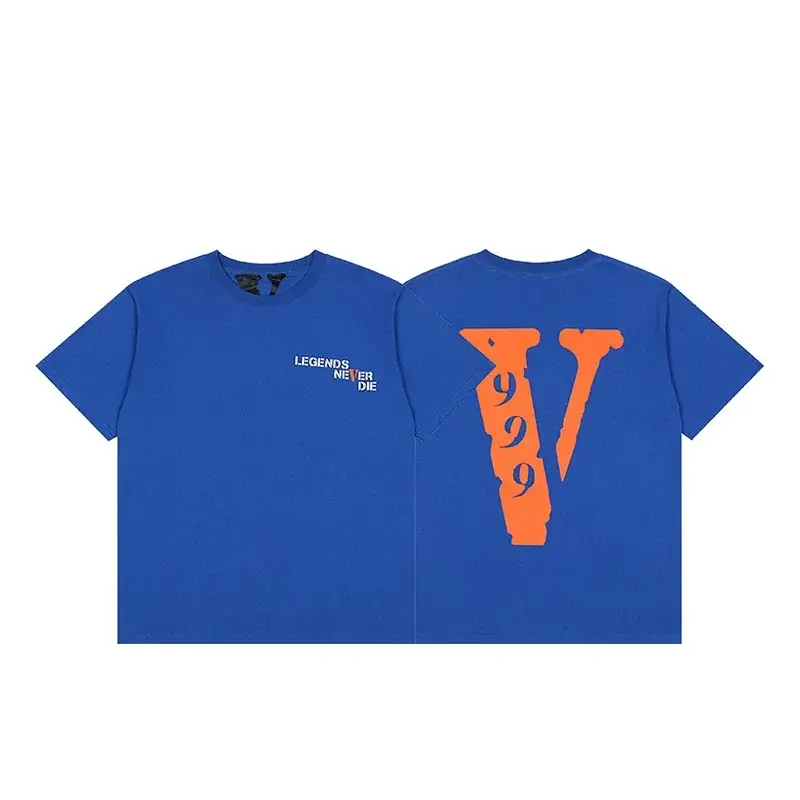 VLONE Blue T - Shirt (LEGENDS NEVER DIE Front, Orange V 999 Back)