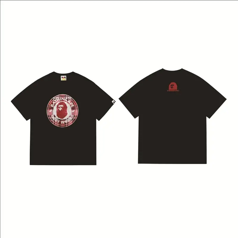 Bathing Ape Black T - Shirt with Red Ape Head & "BATHING APE" "Baby Milo" Circular Print