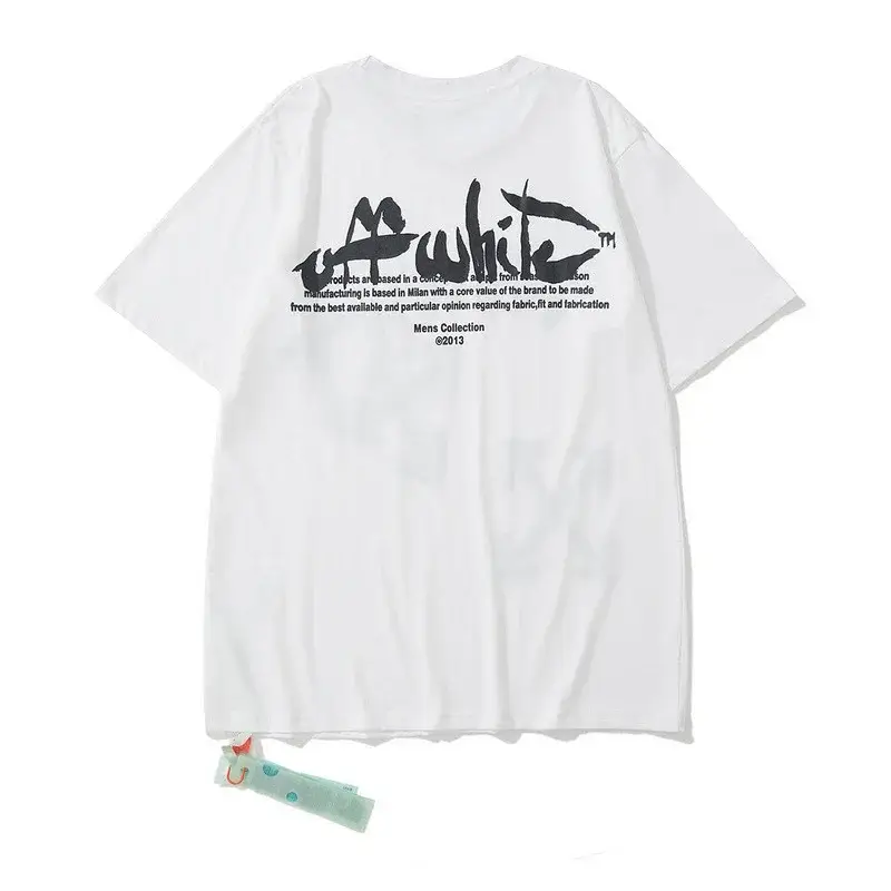 Off-White White Oversized T - Shirt with Back Graffiti Logo, Text & Signature Tag