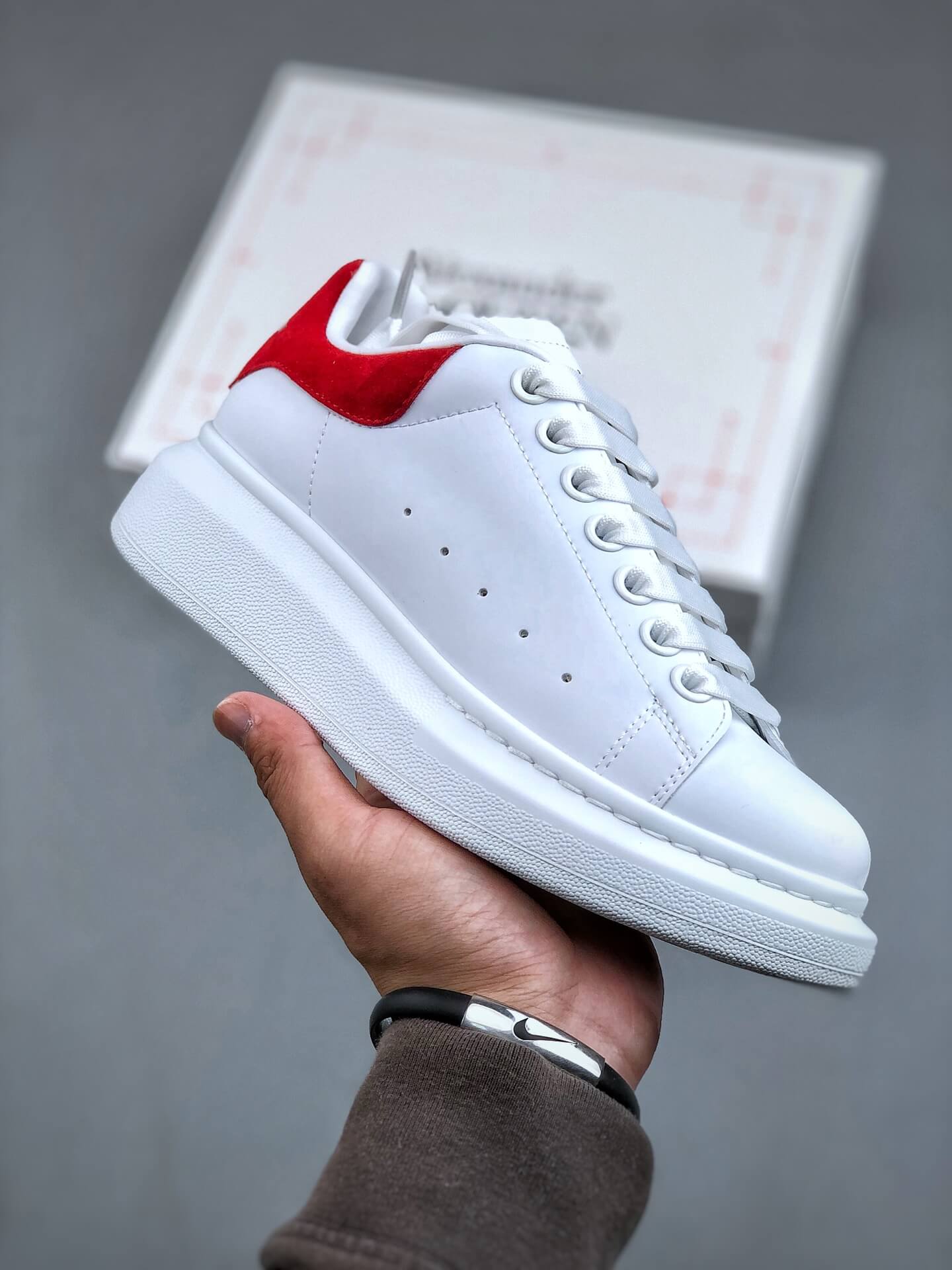 Alexander McQueen White Sneaker Red Heel