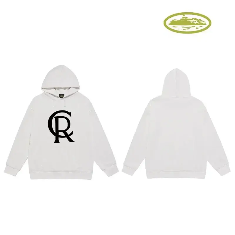 Corteiz White Hooded Sweatshirt with Black CR Logo