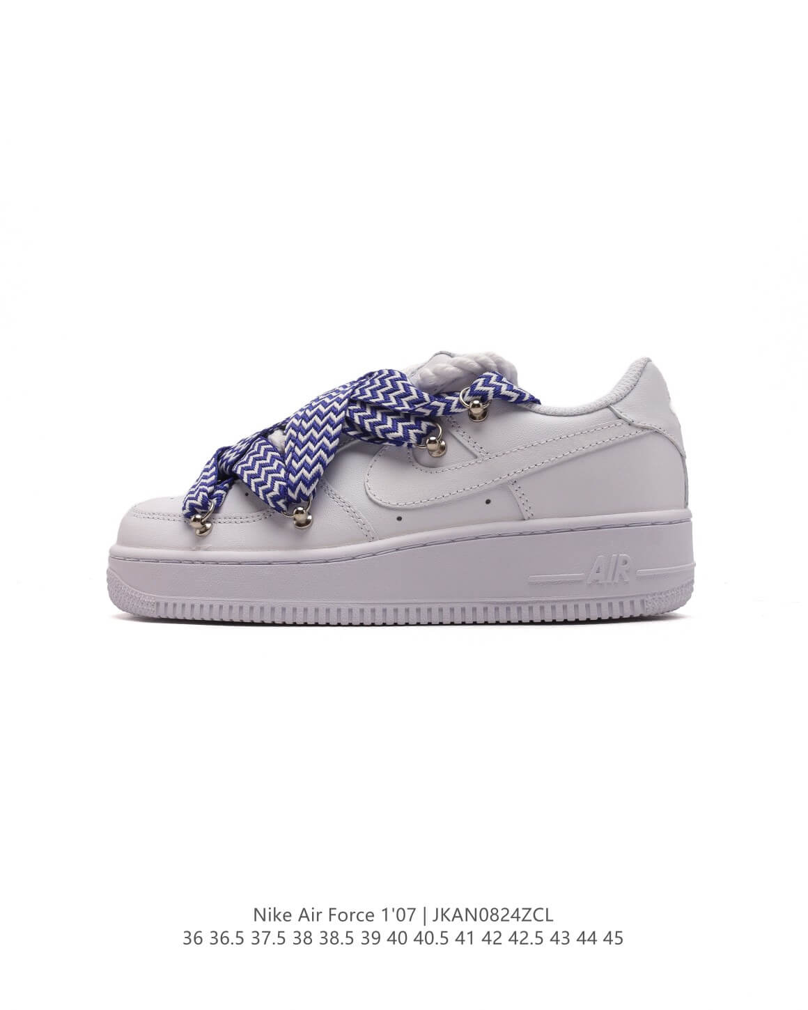 Nike Air Force 1 '07 Blue White Zigzag Laces