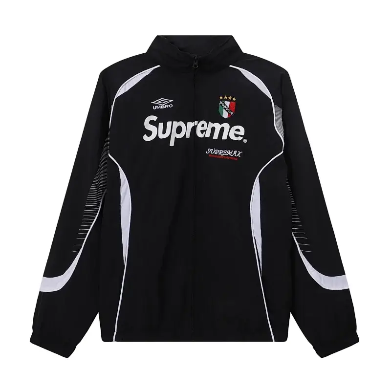 Supreme x Umbro Black Windbreaker with White Accents & Brand Logos