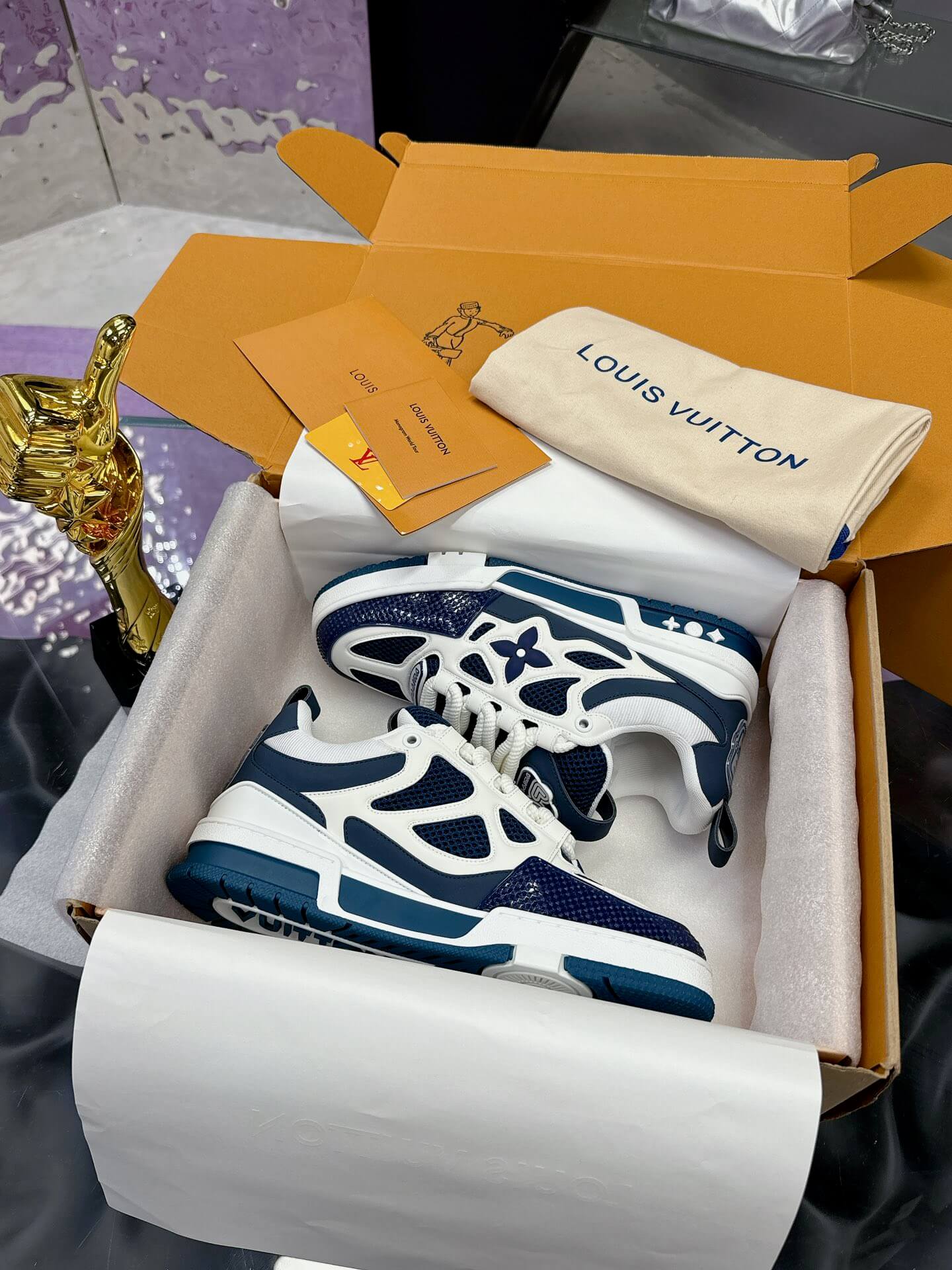 Louis Vuitton Blue and White Sneakers