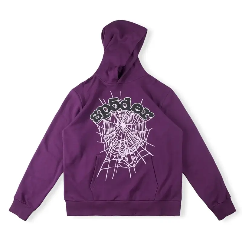 sp5der Purple Spider Web Graphic Hooded Sweatshirt