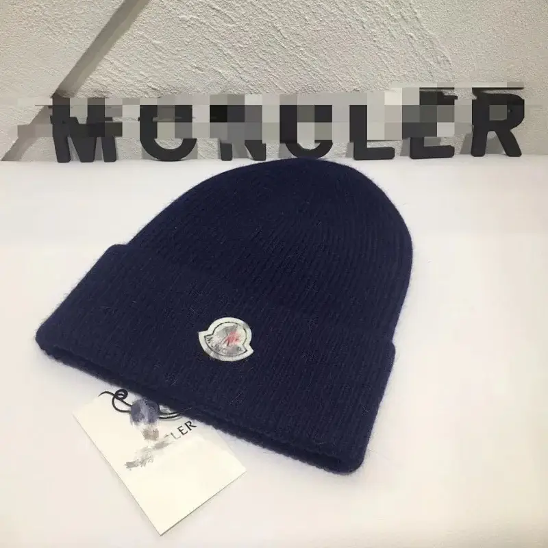 Moncler Navy Logo Knit Beanie