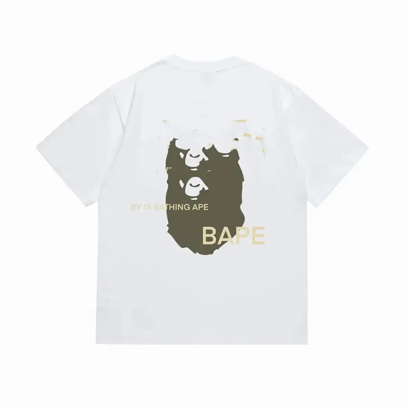 BAPE White T - Shirt with Double Ape Head Graphic and Brand Text