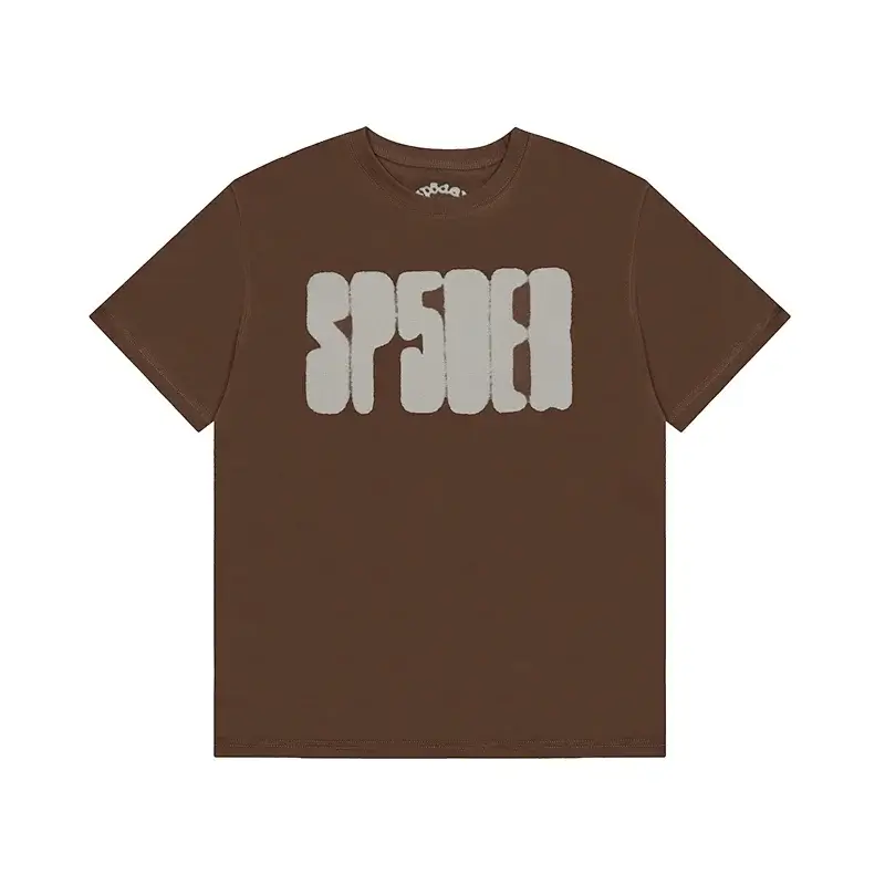 SP5DER Brown Graphic - Print Short - Sleeve T - Shirt