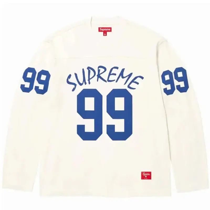 Supreme White Jersey "SUPREME 99" Blue Print