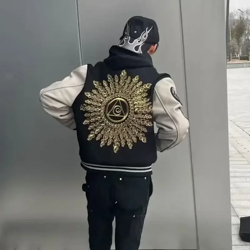 Black & Beige Varsity Jacket