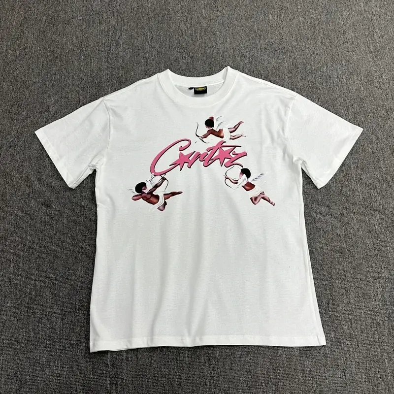 Corteiz White T - Shirt with Cherub Print & "Crtz" Logo