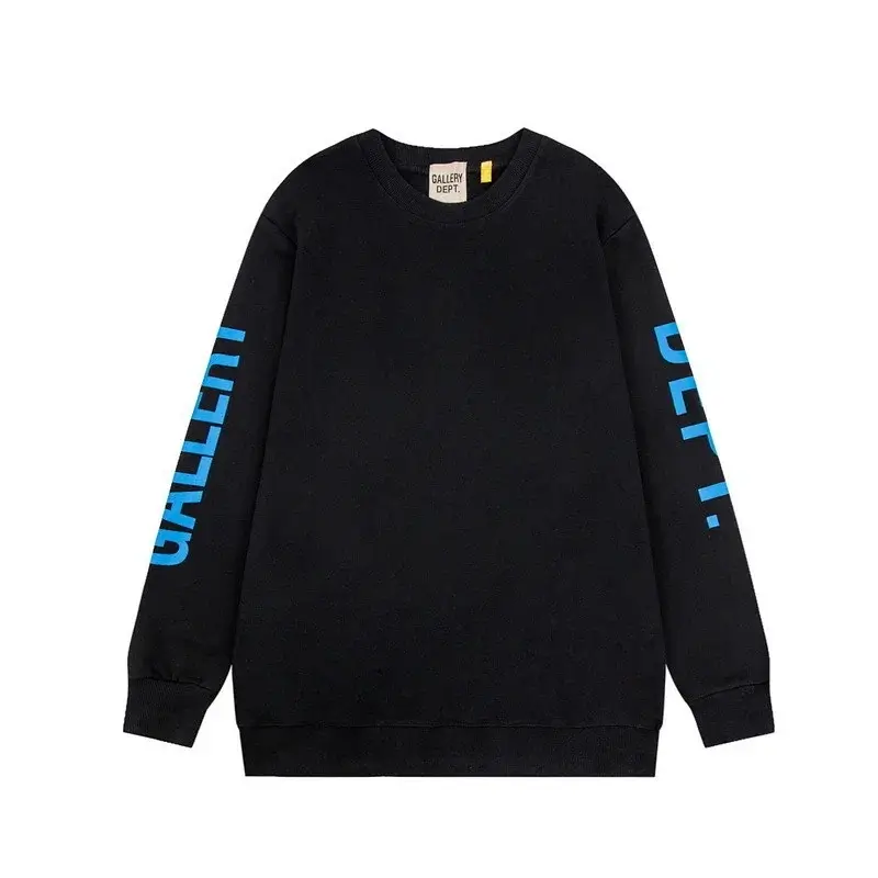 GALLERY DEPT. Black Sweatshirt with Blue Graphic Lettering on Sleeves
