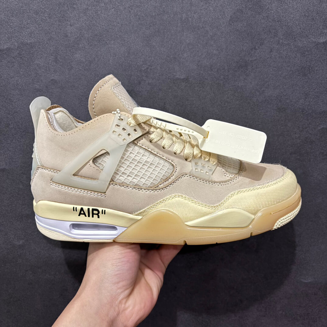 Off-White x Air Jordan 4 Retro 'Sail' Sneaker