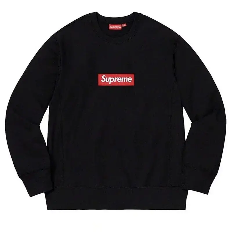 Supreme Black Crewneck Sweatshirt with Red Box Logo