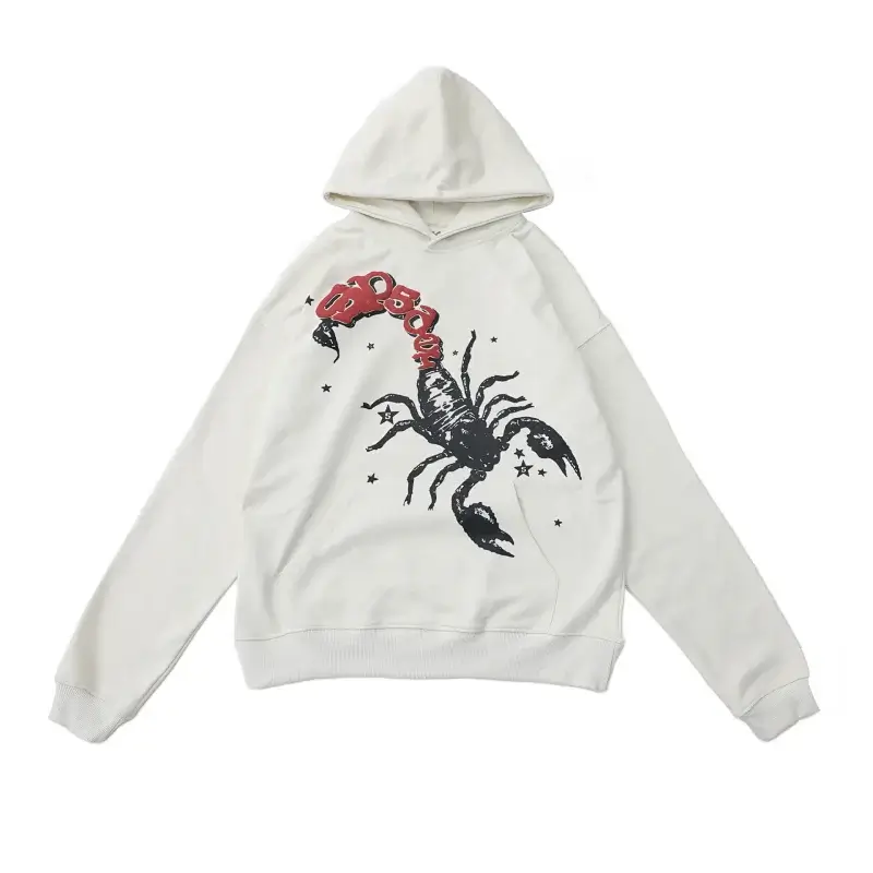 0592 White Scorpion Graphic Hoodie
