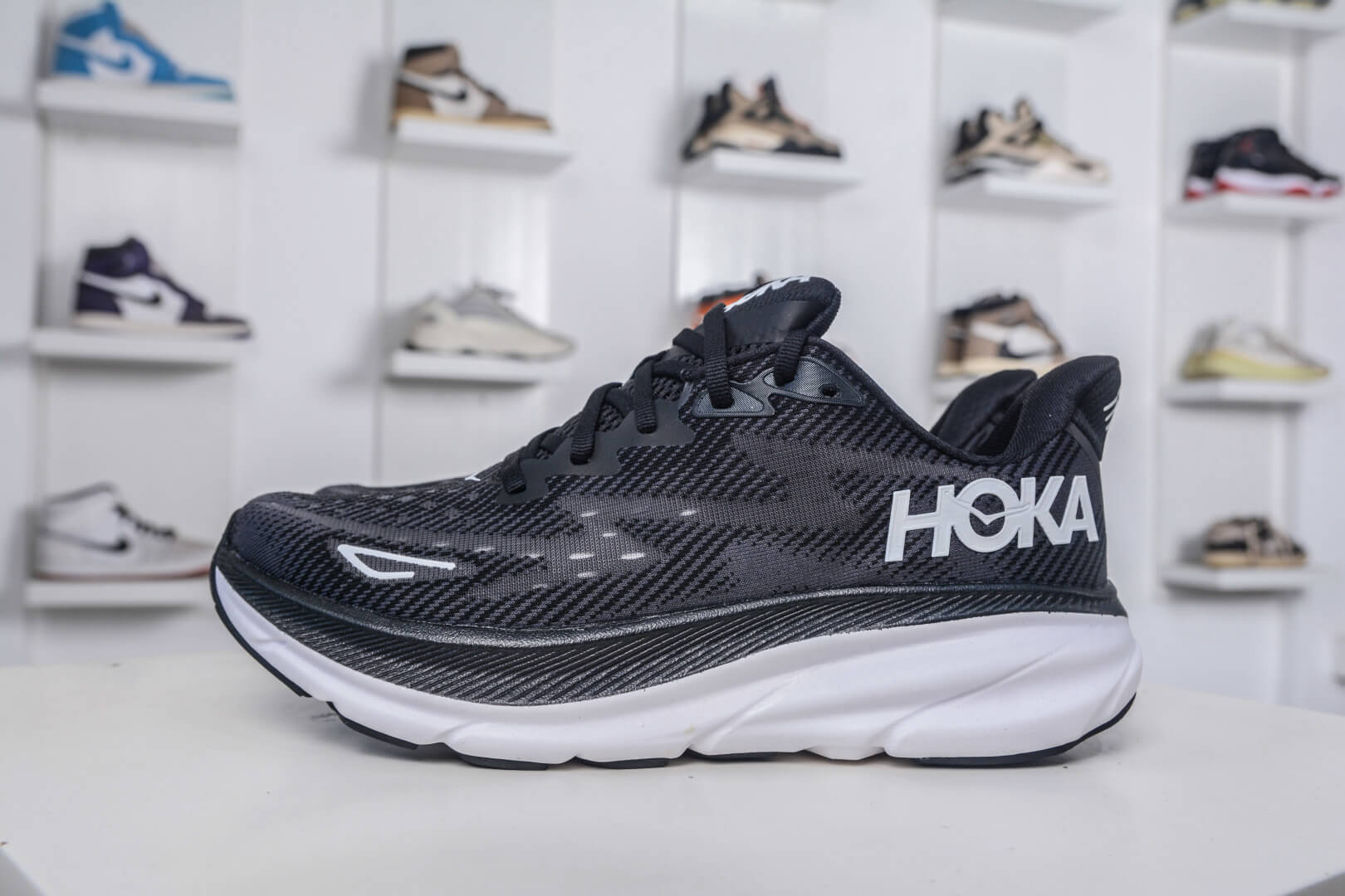 Hoka Black and White Running Shoe