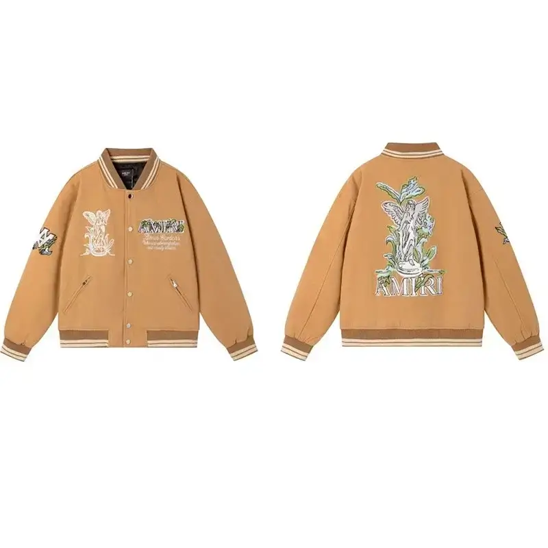 AMIRI Tan Embroidered Varsity Jacket