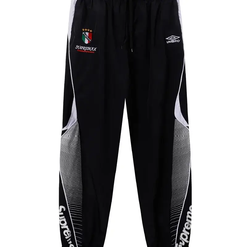 Supreme Black Track Pants with Umbro Logo & Supreme Branding