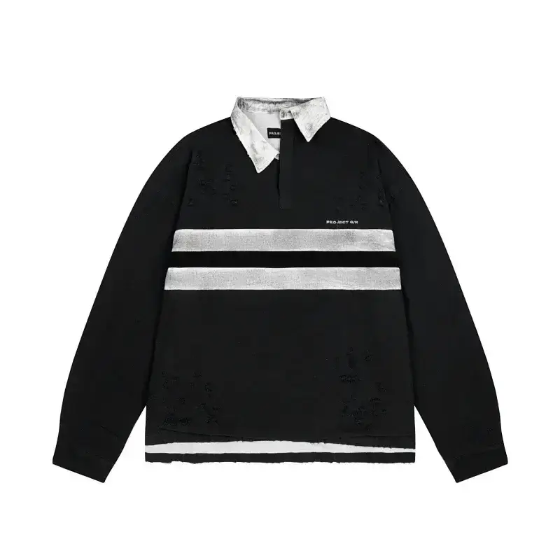 PROJECT G8 Distressed Polo Sweatshirt