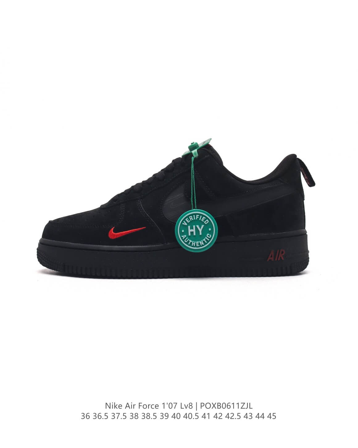 Nike Air Force 1 '07 Lv8 Black Red Casual Sneakers