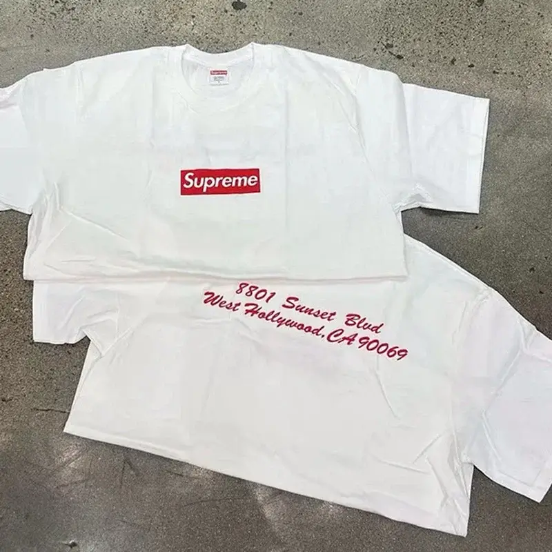 Supreme White T-Shirt: Red Box Logo, West Hollywood Back