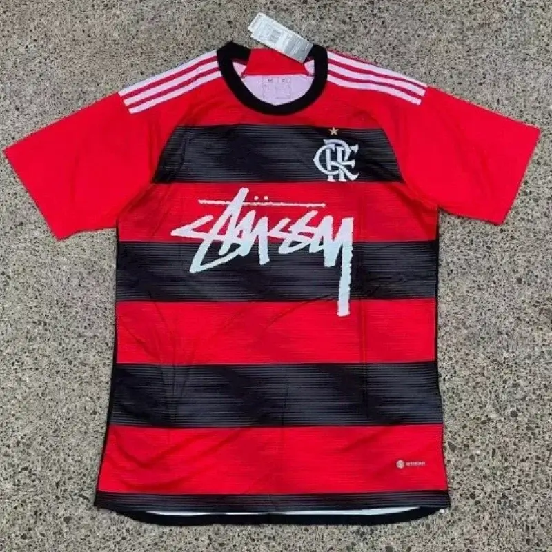 Stussy Red Black Striped Jersey