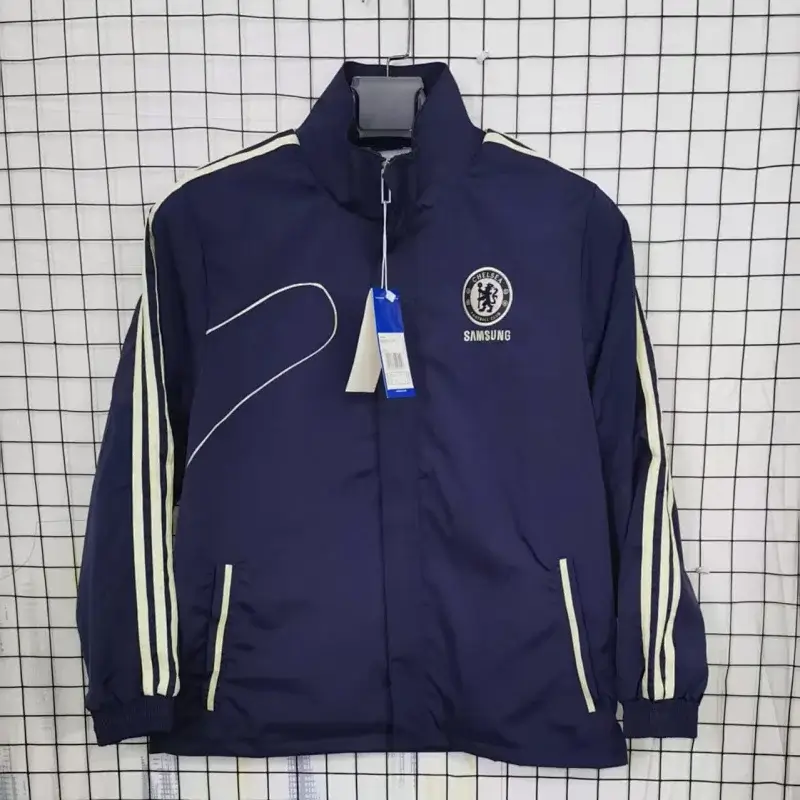 Adidas Chelsea FC Navy Blue Jacket with Samsung Logo, 3 - Stripes & Zip - Up
