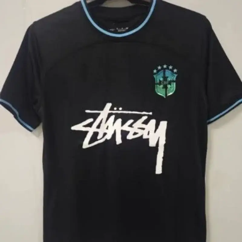 Stussy Black T-Shirt with White Graffiti Logo