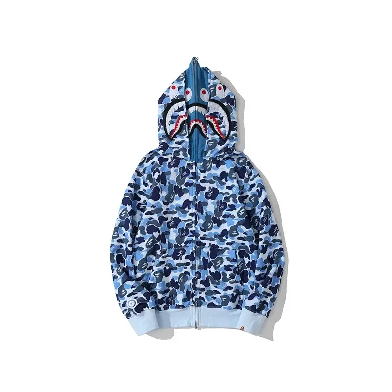 BAPE Blue Camouflage Shark Head Zip - Up Hoodie