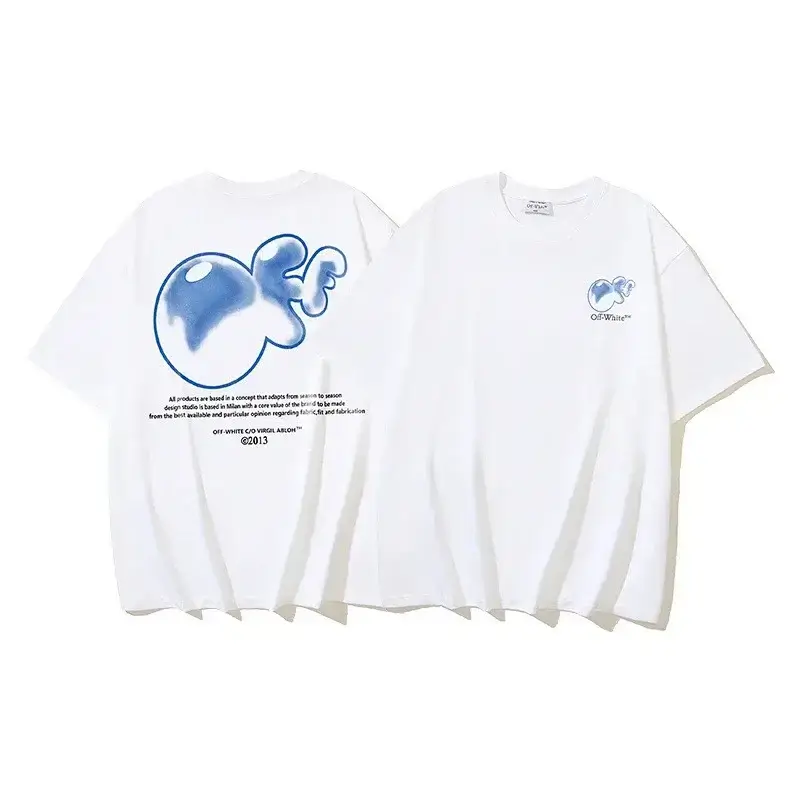 OFF-WHITE Blue Graphic Print Oversized T-Shirt