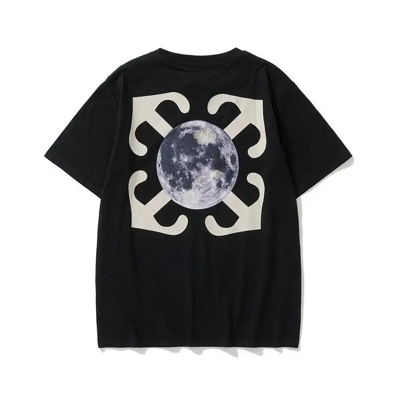 OFF-WHITE Black T - Shirt with Moon & Arrow Graphic on Back