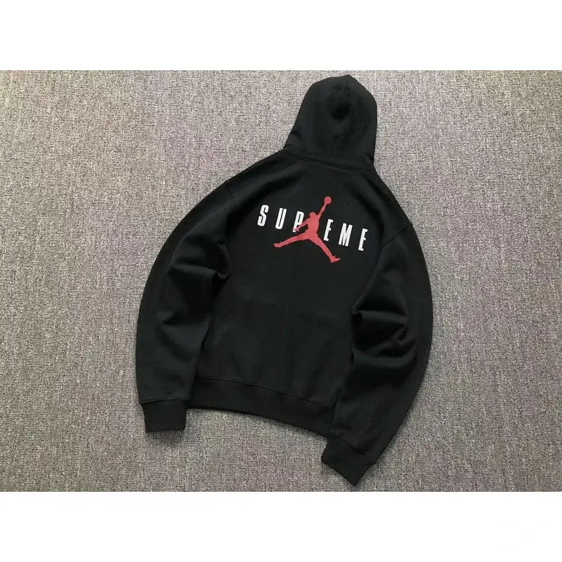 Supreme Black Hoodie with Red Jumpman Logo