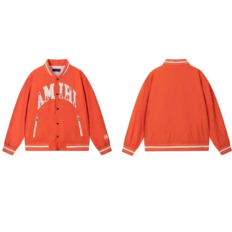 AMIRI Orange Baseball Jacket with Letter Print