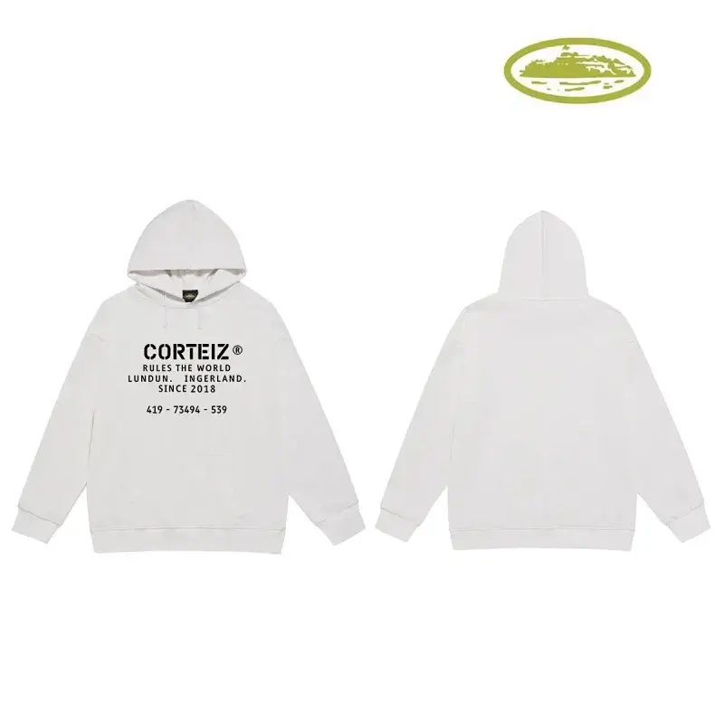 Corteiz White Hoodie with Front Text Print